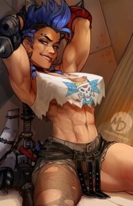 overwatch-game-hentai-–-big-breasts,-abs,-muscular-thighs,-dark-skinned-female,-arms-up