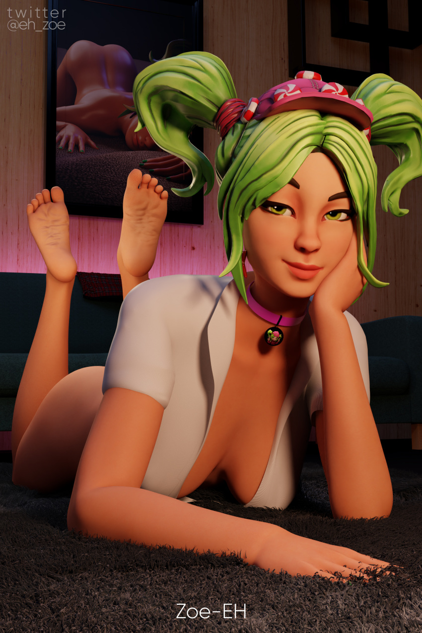 zoey-free-sex-art-–-foot-fetish,-green-hair,-feet,-the-pose.