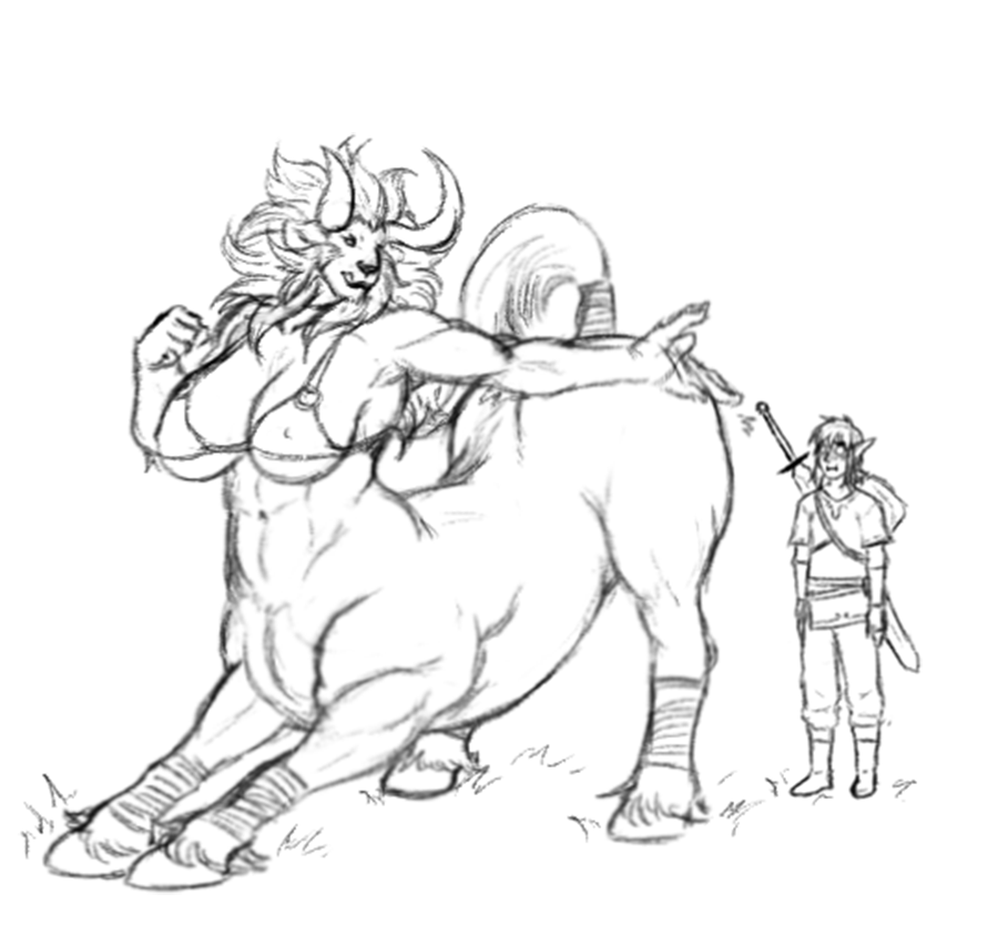 the-legend-of-zelda-porn-hentai-–-anthro,-muscular-female,-lynel,-sketch,-taur,-larger-female,-breasts
