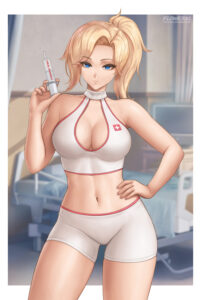 overwatch-free-sex-art-–-nurse-uniform,-blonde-hair,-shorts,-hospital