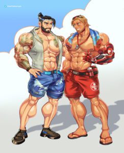 overwatch-game-porn-–-shorts,-nipples,-veins,-blonde-hair,-muscular-thighs,-muscular-back