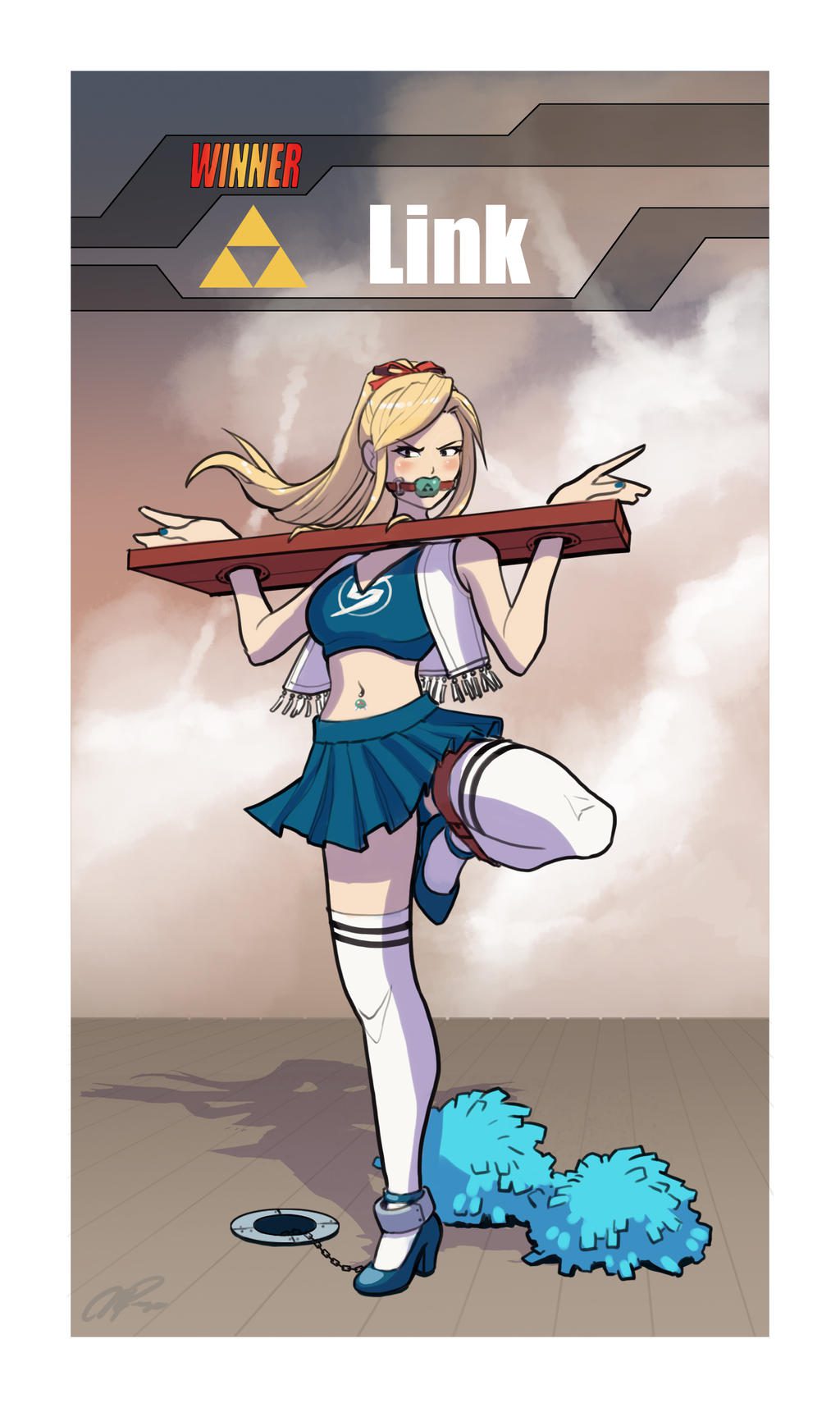 the-legend-of-zelda-rule-–-samus-aran,-gag,-cheerleader,-ankle-cuffs,-nintendo