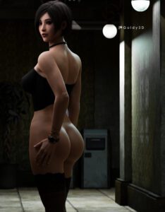 resident-evil-hentai-porn-–-black-lace-stockings,-posing,-sexy,-black-strapless-crop-top,-solo
