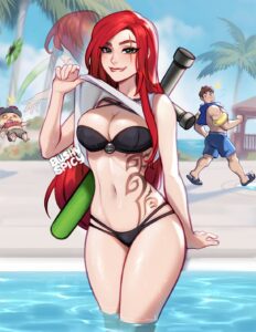 league-of-legends-rule-xxx-–-partially-clothed,-tattoo,-smile,-blushypixy,-pool-party-series