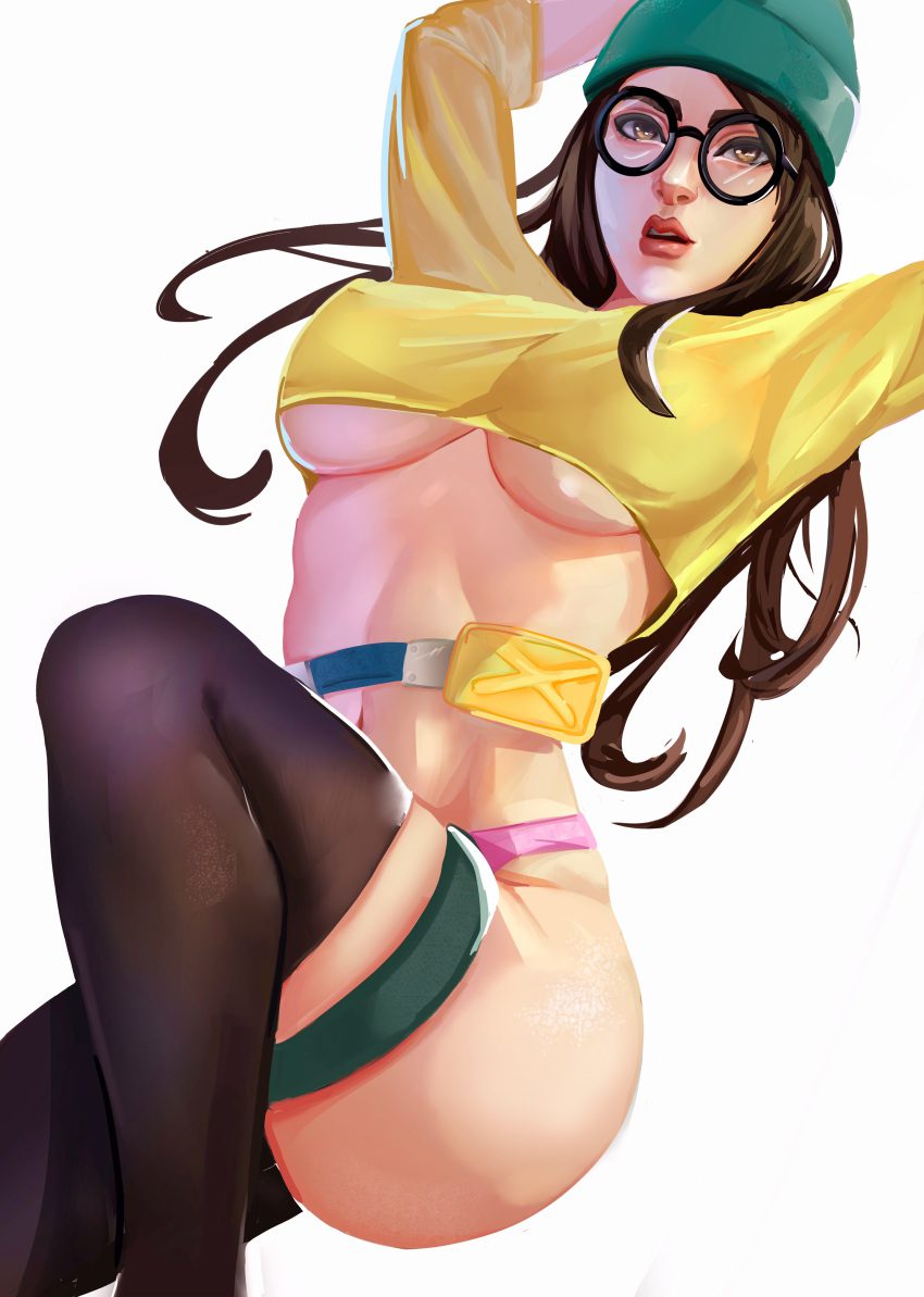killjoy-rule,-kj-rule-–-beanie-hat,-glasses,-nerdy-female,-beanie,-yellow-shirt,-thighhighs,-stockings