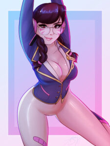 overwatch-hot-hentai-–-shiny-skin,-alternate-version-available,-facial-markings,-smile,-navel.