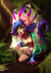 league-of-legends-xxx-art-–-multicolored-skin,-tail,-solo,-yellow-eyes,-flower,-javehorny