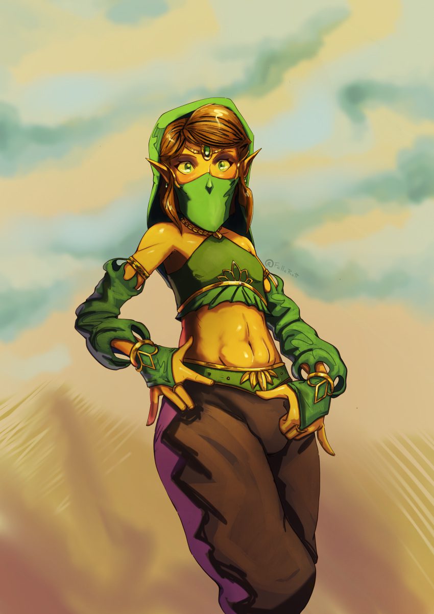 the-legend-of-zelda-hentai-art-–-solo,-crossdressing,-muscles,-desert