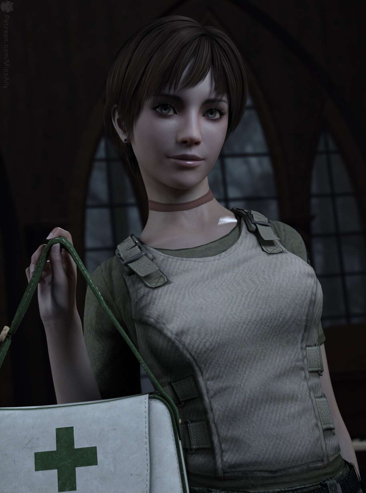 resident-evil-game-hentai-–-rebecca-chambers,-short-hair,-seductive-eyes,-fingerless-gloves