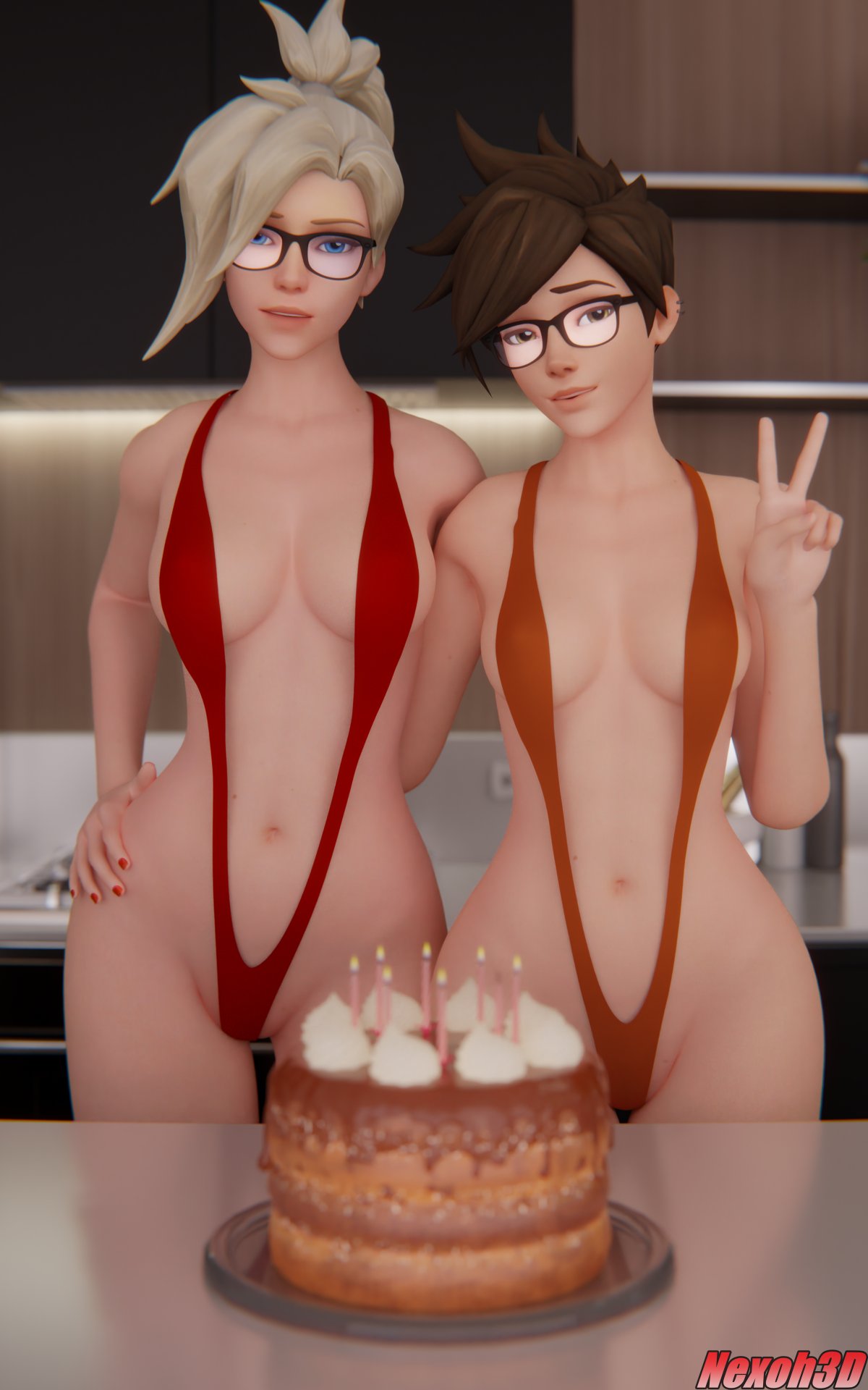 overwatch-sex-art-–-blonde-hair,-sling-bikini,-cake,-glasses,-brown-hair,-tracer.