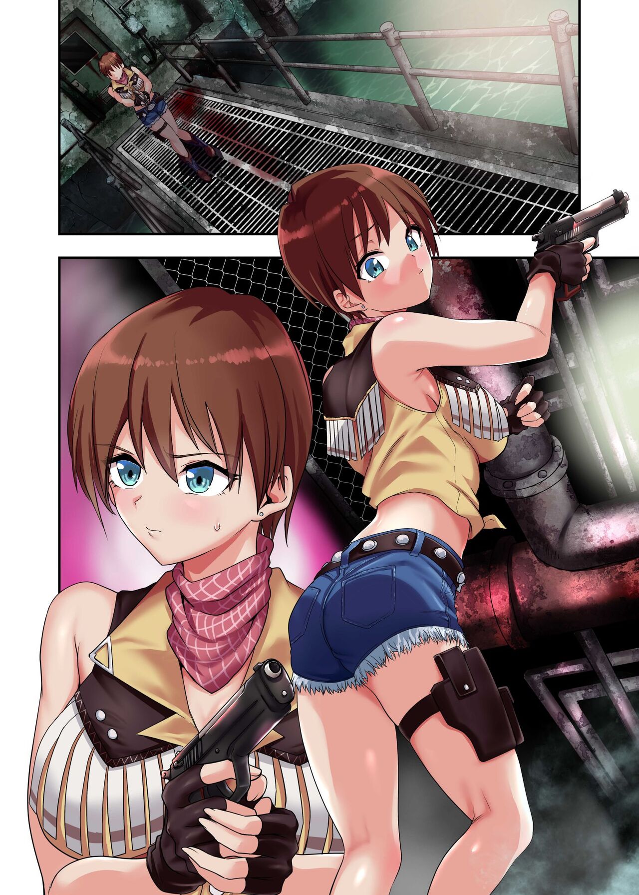 resident-evil-game-hentai-–-earrings,-white-skin,-big-breasts,-breasts,-tight-shorts,-shiny-breasts,-gun