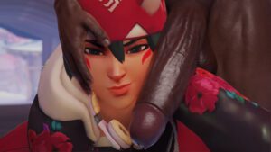 kiriko-hentai-xxx-–-penis-on-face,-overwatch-and-on-head,-dark-skinned-male