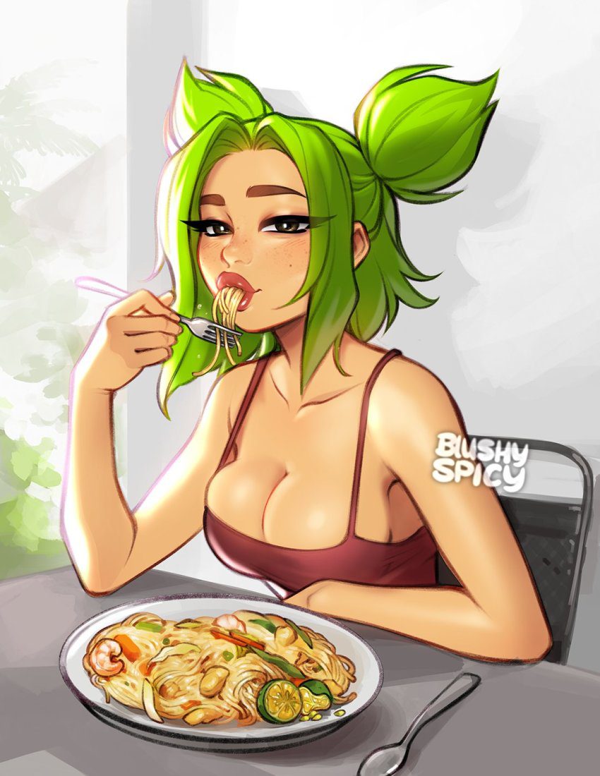 zeri-sex-art-–-blushypixy,-eating,-spaghetti,-green-hair