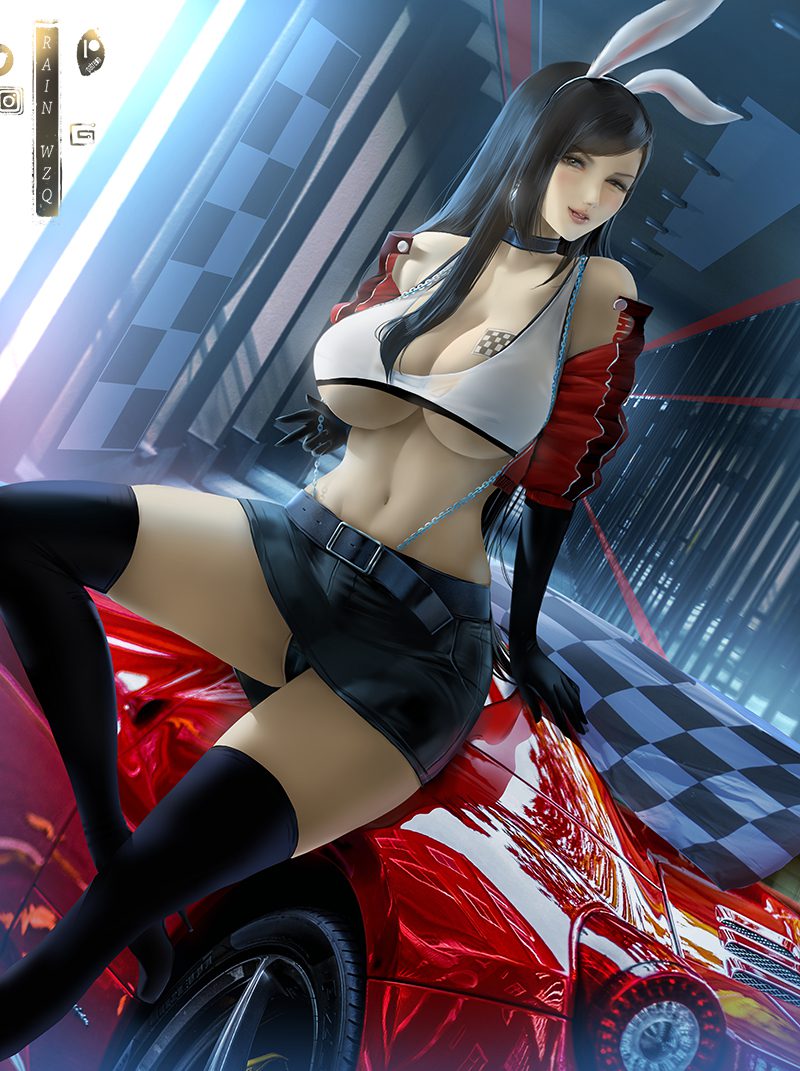 final-fantasy-hentai-xxx-–-jacket-partially-removed,-race-car,-gloves,-thighhighs,-white-bra,-panties