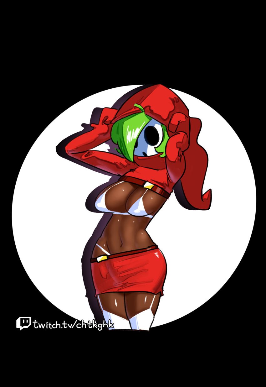 minusle-porn-–-midriff,-dark-skinned-female,-black-background,-nintendo,-absurd-res,-thighs