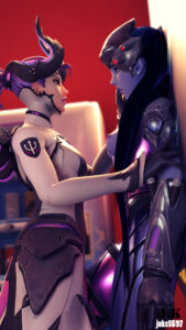 overwatch-rulern-–-highres,-exposed-breasts,-imminent-kiss,-imp-mercy.