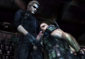 resident-evil-sex-art-–-male-focus,-sunglasses,-muscular-male,-s,-male-only,-muscular,-erection