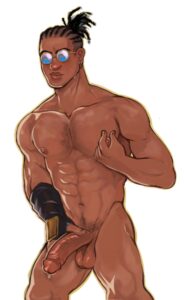 malik-xxx-art-–-erect-penis,-male,-nipple-play,-muscular,-glasses