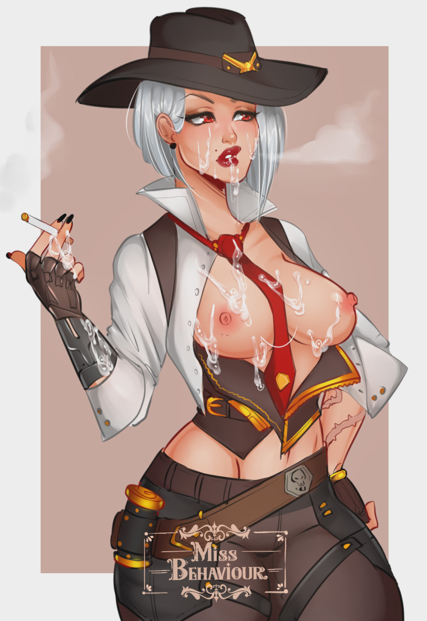 ashe-hentai-xxx-–-breasts,-white-hair,-red-eyes,-cum-dripping,-breasts-outside,-cum-on-upper-body,-cum-on-breasts.