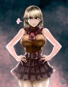 resident-evil-hentai-art-–-color,-solo,-capcom,-skirt,-hands-on-hips,-sweater