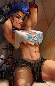 overwatch-hot-hentai-–-ls,-dark-skin,-pose,-choker,-blizzard-entertainment,-spiky-hair