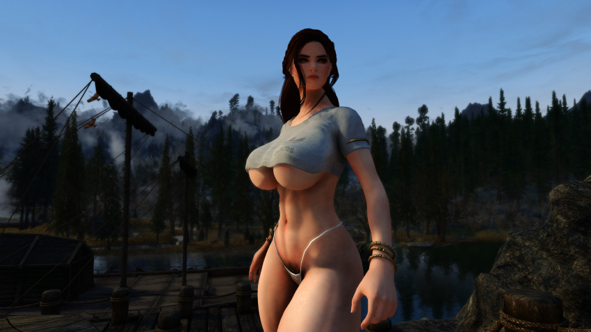 skyrim-game-hentai-–-breast-grab,-thong,-brown-hair,-muscular-female,-pale-skin,-thick-thighs,-pussy-juice.