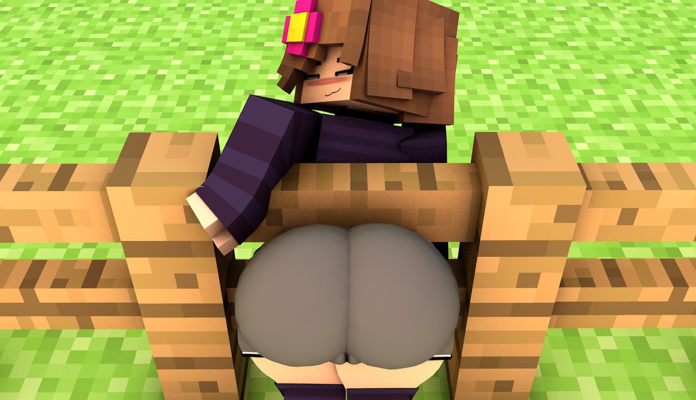 minecraft-hentai-art-–-commission,-clothed-female,-looking-at-another,-smile,-fence