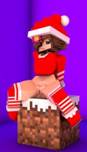 minecraft-porn-hentai-–-brown-hair,-santa-costume,-solo-female,-looking-at-viewer,-commission,-smile,-flower-in-hair