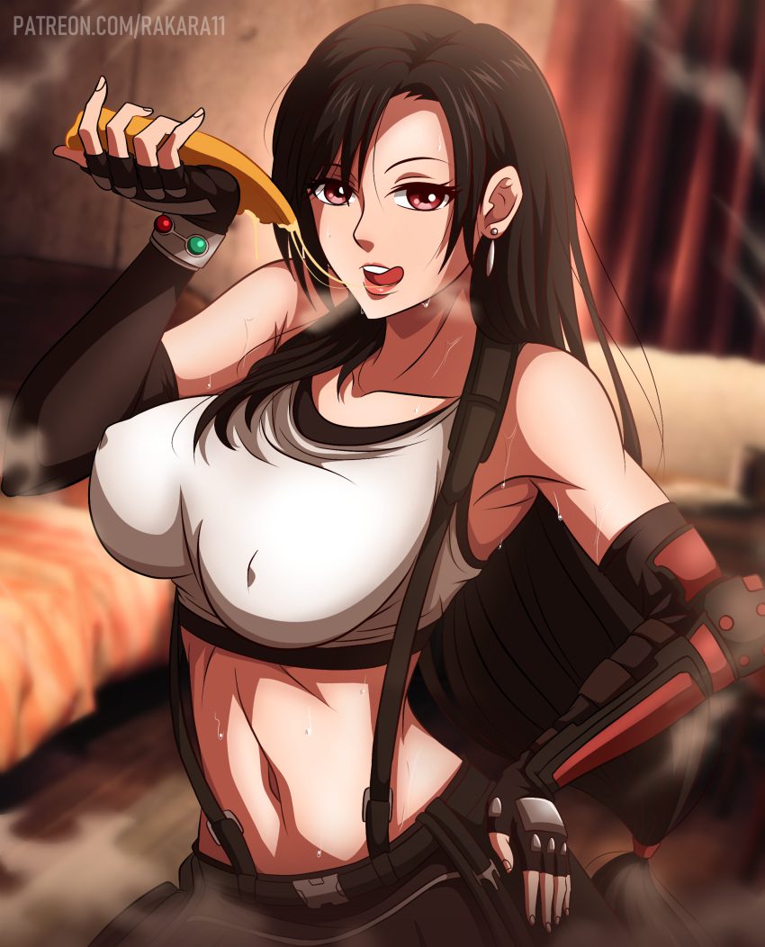final-fantasy-game-hentai-–-bare-shoulders,-skirt,-huge-breasts,-midriff,-blurry-background,-sleeveless,-tongue-out