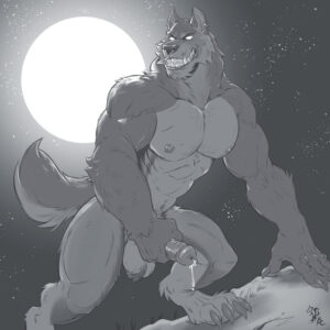 dire-xxx-art-–-canis,-solo-male,-pecs,-night-sky,-ear-ring,-,-male.