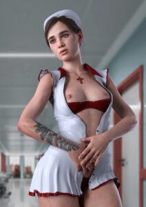 ellie-rule-porn-–-busty,-female,-nurse-cap,-pinup-pose,-nude,-the-last-of-us-2