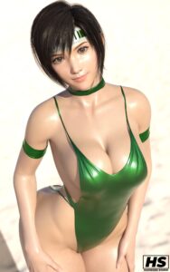 final-fantasy-free-sex-art-–-hagiwara-studio,-outdoors,-one-piece-swimsuit,-yuffie-kisaragi,-looking-at-viewer,-beach,-3d