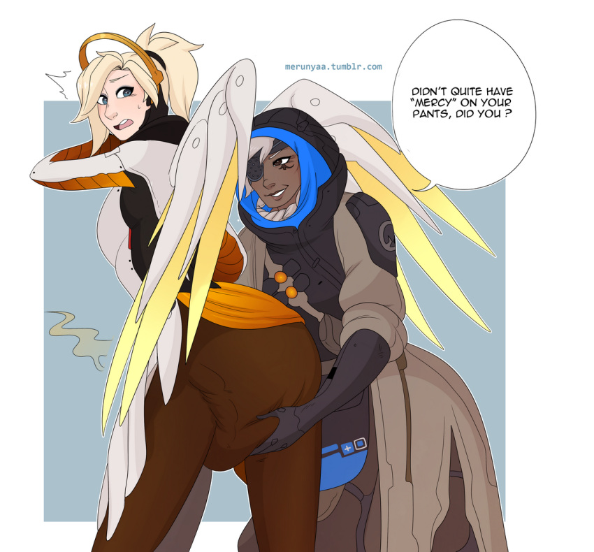 ana-rulern,-mercy-rulern-–-dark-skin,-speech-bubble,-looking-at-another,-tumblr-username,-text,-blue-background,-english-text.