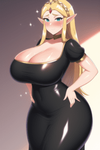 the-legend-of-zelda-rule-xxx-–-blonde-hair,-black-dress,-princess-zelda,-hand-on-hip,-huge-ass,-nai-diffusion,-shiny-skin