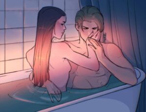 resident-evil-sex-art-–-bathing-together,-arm-around-waist,-ls,-romantic,-blonde-hair,-nude