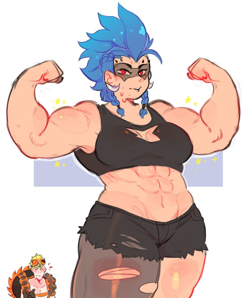 overwatch-rule-–-abs,-female,-junker-queen,-,-mohawk-(hairstyle),-muscular