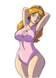 the-legend-of-zelda-hentai-art-–-solo,-one-piece-swimsuit,-sexy-armpits,-covered-navel,-princess-zelda