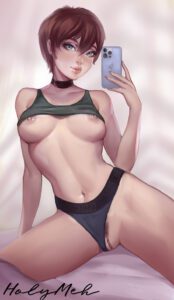 resident-evil-sex-art-–-partially-nude,-spread-legs,-nipples,-on-bed,-seductive,-breasts