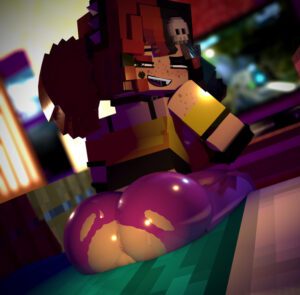 minecraft-rule-xxx-–-solo,-multicolored-hair,-large-ass,-spandex-pants,-open-mouth,-ellie-walls,-looking-back