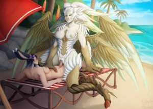 final-fantasy-rule-–-deity,-square-enix,-white-hair,-green-eyes,-beach-chair