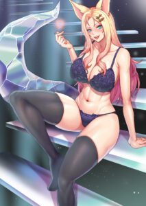 league-of-legends-rule-–-glistening,-glistening-hair,-glistening-skin,-curvy-female,-fox,-clothing,-cleavage