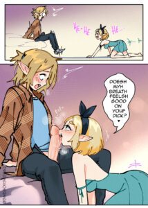 the-legend-of-zelda-porn-–-pants,-dress,-link,-short-hair,-blowjob,-text,-jacket