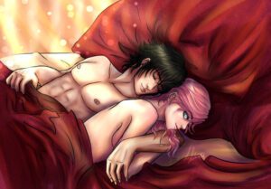 final-fantasy-hentai-porn-–-closed-eyes,-sideboob,-romantic-couple,-final-fantasy-xiii,-lying-on-bed,-square-enix,-smile