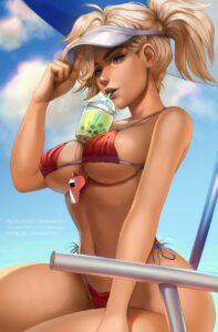 overwatch-game-hentai-–-drinking-straw,-fingernails,-swimsuit,-thick-eyebrows,-mismatched-eyebrows