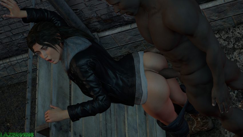 tomb-raider-rule-–-tied-hair,-jacket,-muscular-male,-fence,-source-filmmaker,-jeans