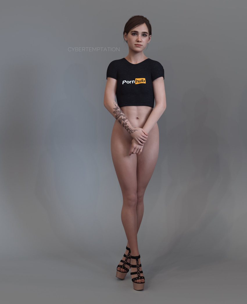 ellie-rule-–-bare-legs,-bare-arms,-crop-top,-midriff,-half-dressed,-solo,-tattoo