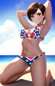 resident-evil-hentai-xxx-–-confederate-flag-bikini,-confederate-flag,-blue-eyes,-rebecca-chambers,-beach,-spread-legs