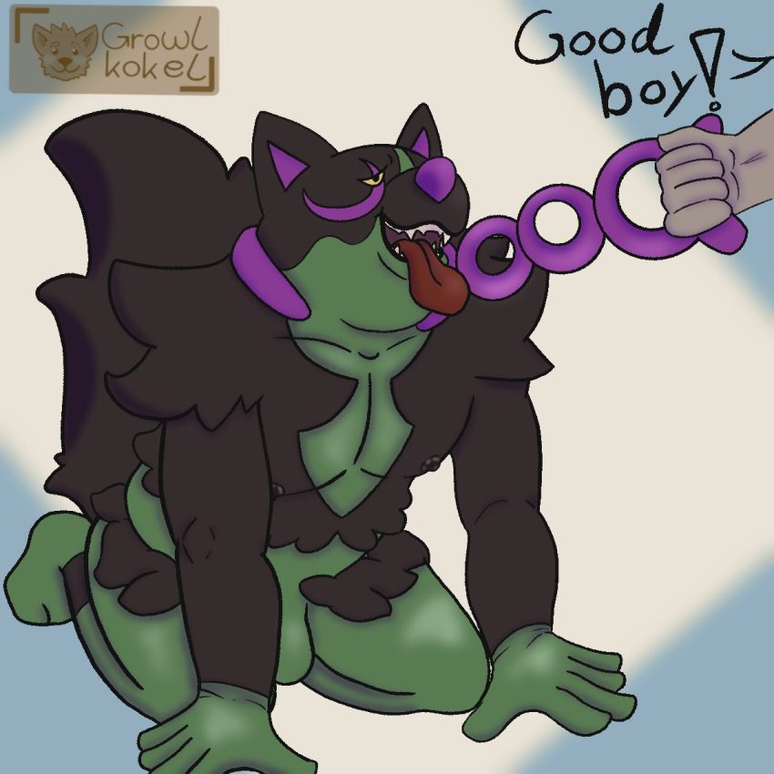 pokemon-xxx-art-–-tongue-out,-pecs,-okidogi,-green-body,-leash