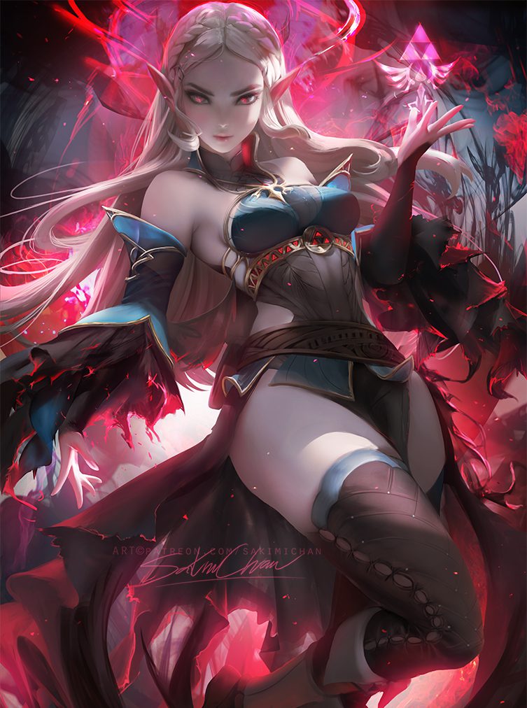 the-legend-of-zelda-hentai-art-–-princess-zelda,-magic,-red-eyes,-possession,-breath-of-the-wild