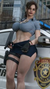 resident-evil-hentai-xxx-–-areolae,-solo,-necklace,-curvy-body,-police,-voluptuous-female